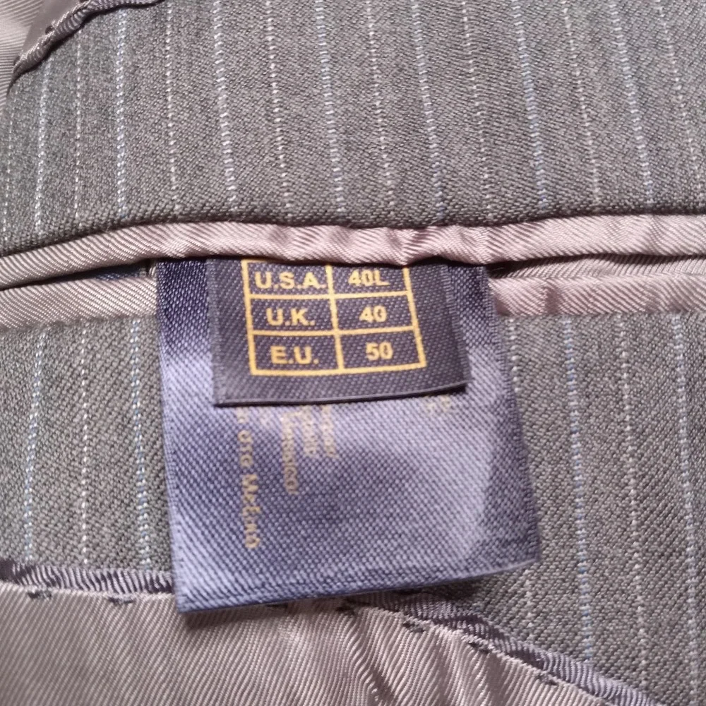 Brooks Brothers 346 Stretch 100% Wool Blazer 40L Gray Pinstripe‎
